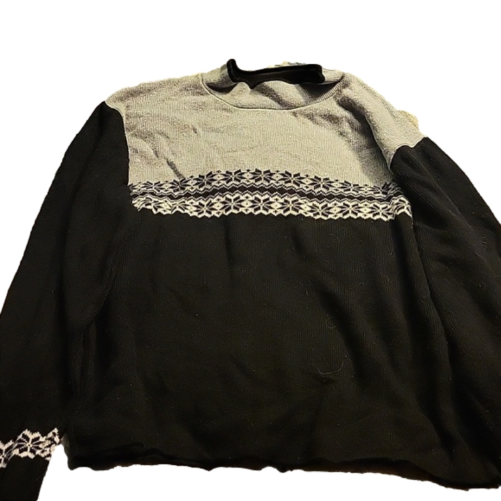 Black and Grey Snowflake Sweater